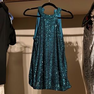 Teal Sequin blouse